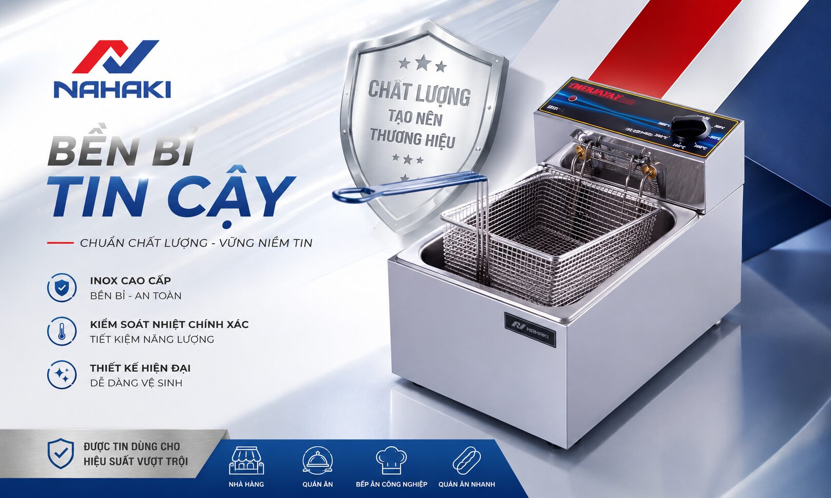 Bếp chiên nhúng inox đơn bền đẹp
