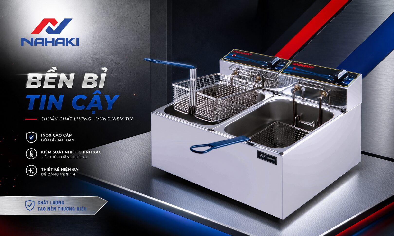 Thiết bị bếp chiên nhúng inox hiện đại