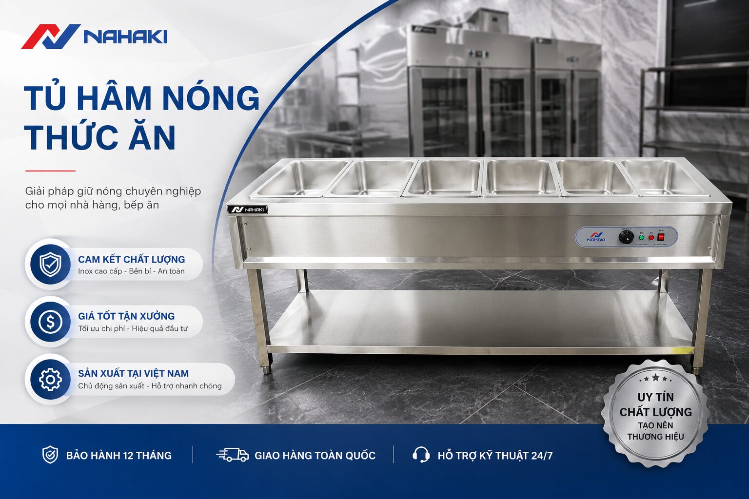 Tủ hâm nóng thức ăn inox 304 giữ nhiệt đều