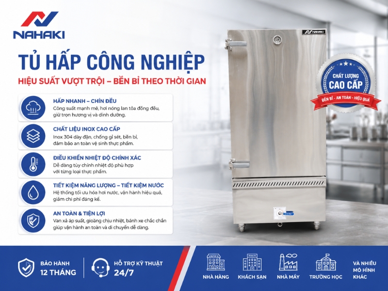 Tủ hấp bánh bao nhiều khay tiết kiệm điện